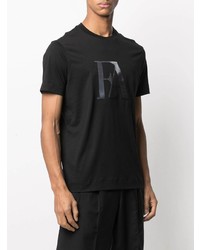 T-shirt à col rond imprimé noir Emporio Armani