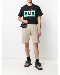 T-shirt à col rond imprimé noir MSGM