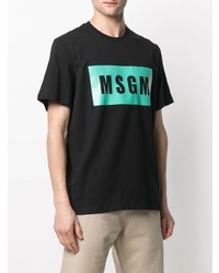 T-shirt à col rond imprimé noir MSGM