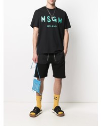 T-shirt à col rond imprimé noir MSGM