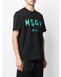 T-shirt à col rond imprimé noir MSGM