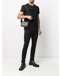 T-shirt à col rond imprimé noir Balmain