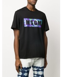 T-shirt à col rond imprimé noir MSGM