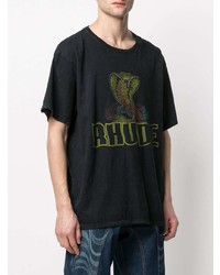 T-shirt à col rond imprimé noir Rhude