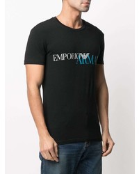 T-shirt à col rond imprimé noir Emporio Armani