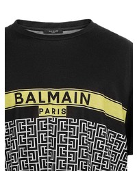 T-shirt à col rond imprimé noir Balmain