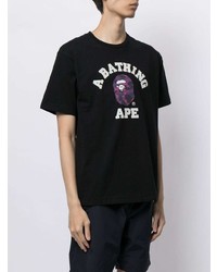 T-shirt à col rond imprimé noir A Bathing Ape