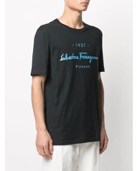 T-shirt à col rond imprimé noir Salvatore Ferragamo