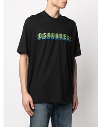 T-shirt à col rond imprimé noir DSQUARED2