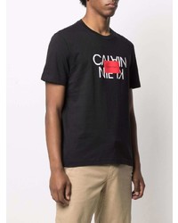 T-shirt à col rond imprimé noir Calvin Klein