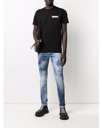 T-shirt à col rond imprimé noir DSQUARED2