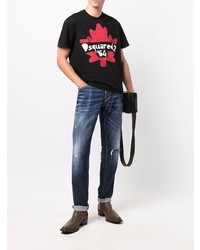 T-shirt à col rond imprimé noir DSQUARED2