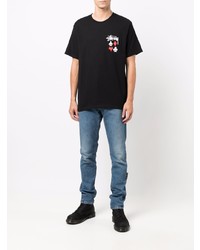 T-shirt à col rond imprimé noir Stussy