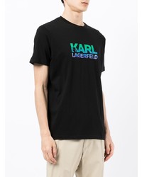 T-shirt à col rond imprimé noir Karl Lagerfeld