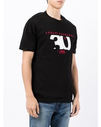 T-shirt à col rond imprimé noir Armani Exchange