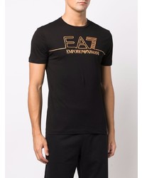 T-shirt à col rond imprimé noir Ea7 Emporio Armani