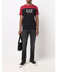 T-shirt à col rond imprimé noir Ea7 Emporio Armani