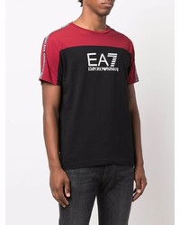 T-shirt à col rond imprimé noir Ea7 Emporio Armani