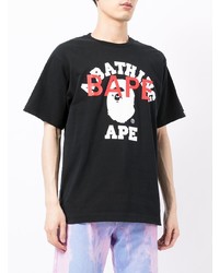 T-shirt à col rond imprimé noir A Bathing Ape