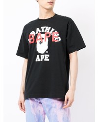 T-shirt à col rond imprimé noir A Bathing Ape