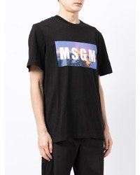 T-shirt à col rond imprimé noir MSGM