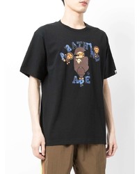 T-shirt à col rond imprimé noir A Bathing Ape