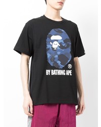 T-shirt à col rond imprimé noir A Bathing Ape