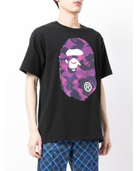 T-shirt à col rond imprimé noir A Bathing Ape