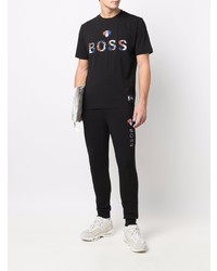 T-shirt à col rond imprimé noir BOSS