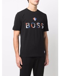 T-shirt à col rond imprimé noir BOSS