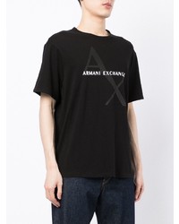 T-shirt à col rond imprimé noir Armani Exchange