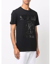 T-shirt à col rond imprimé noir Moschino