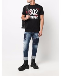 T-shirt à col rond imprimé noir DSQUARED2