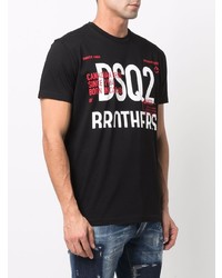 T-shirt à col rond imprimé noir DSQUARED2