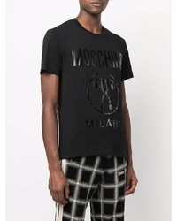 T-shirt à col rond imprimé noir Moschino