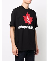 T-shirt à col rond imprimé noir DSQUARED2