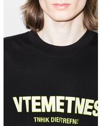 T-shirt à col rond imprimé noir Vetements