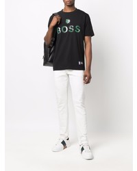 T-shirt à col rond imprimé noir BOSS