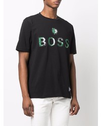 T-shirt à col rond imprimé noir BOSS