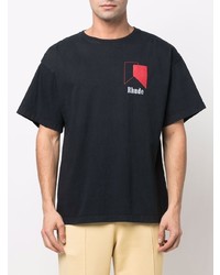 T-shirt à col rond imprimé noir Rhude