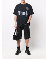 T-shirt à col rond imprimé noir Rhude