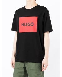 T-shirt à col rond imprimé noir Hugo