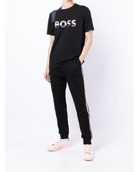 T-shirt à col rond imprimé noir BOSS