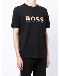 T-shirt à col rond imprimé noir BOSS