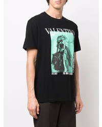 T-shirt à col rond imprimé noir Valentino