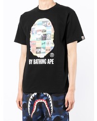 T-shirt à col rond imprimé noir A Bathing Ape