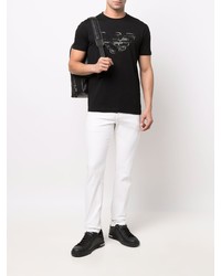 T-shirt à col rond imprimé noir Emporio Armani