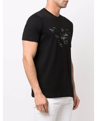 T-shirt à col rond imprimé noir Emporio Armani