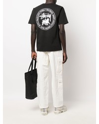 T-shirt à col rond imprimé noir Stussy