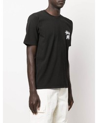 T-shirt à col rond imprimé noir Stussy